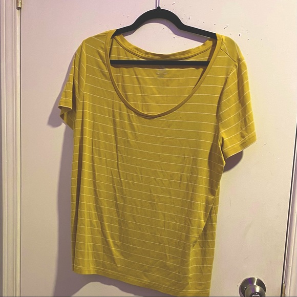 Yellow and White Striped Plus Size Shirt - Picture 1 of 1